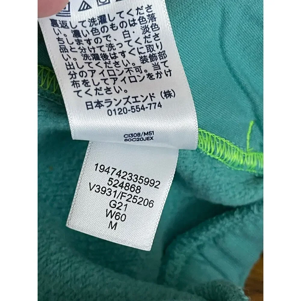 Lands'‎ End Girls Size M 8 Pullover Teal-Green Sweatshirt Hoodie Elastic Waist